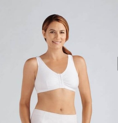 Amoena 2124 Greta FRONT/BACK Closure White - Pocketed Mastectomy Bra US 34C