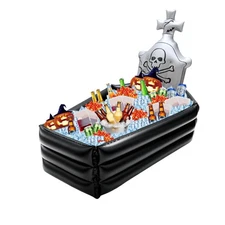 Inflatable Coffin Cooler Halloween Party Drink Cooler Yard Decor 44 Inch Indo...