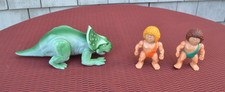 VTG 1987 Grn Playskool Definitely Dinosaurs 8" Protoceratops  2 Cave Men Figs