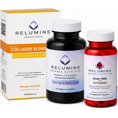 Relumins Premium Gift Glow Set   Collagen, Glutathione 1000mg & Vitamin C