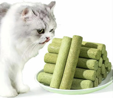 Cat Grass Teething Sticks for Hairball Removal  Teeth Cleaning, Chicken Flavore