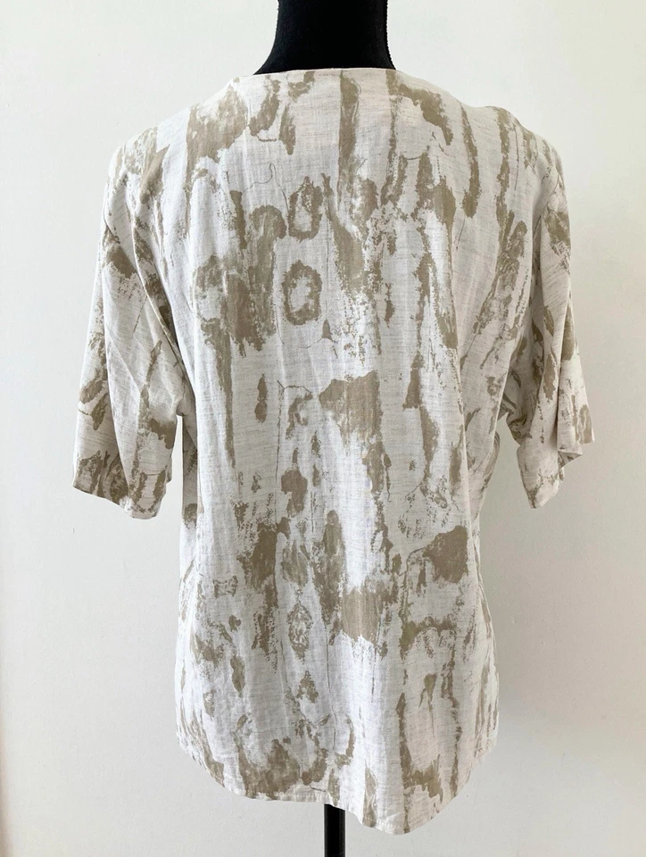 Littlewoods Amari Beige Mix Round Neck Viscose & Linen Blouse Size 16 - Image 2 of 4