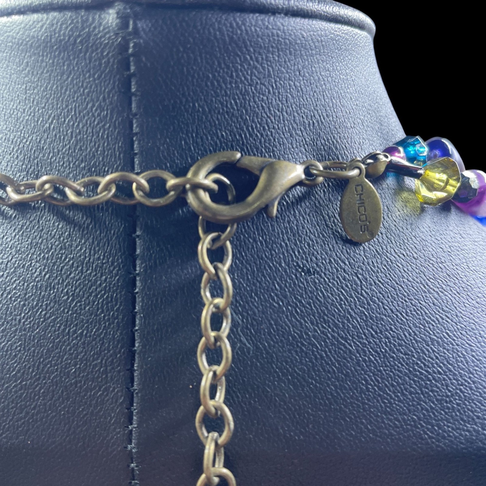 Chicos Statement Necklace Multicolor Pendant Ecle… - image 9