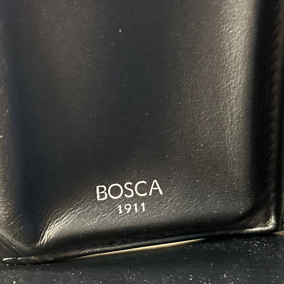 Cartera Bosca Plegable con Clip Magnético para Dinero Cuero Negro Delgada Minimalista RARA Foto 2 de 4
