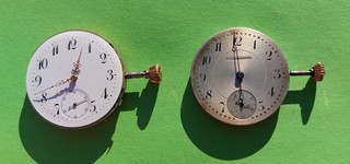 2 Movimientos de Reloj de Bolsillo Vintage FUNCIONANDO Y COMPLETO Sistema Glashutte Esmalte 42