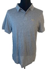 Barbour Polo Shirt Mens Large Gray Cotton Chest Logo Classic Golf