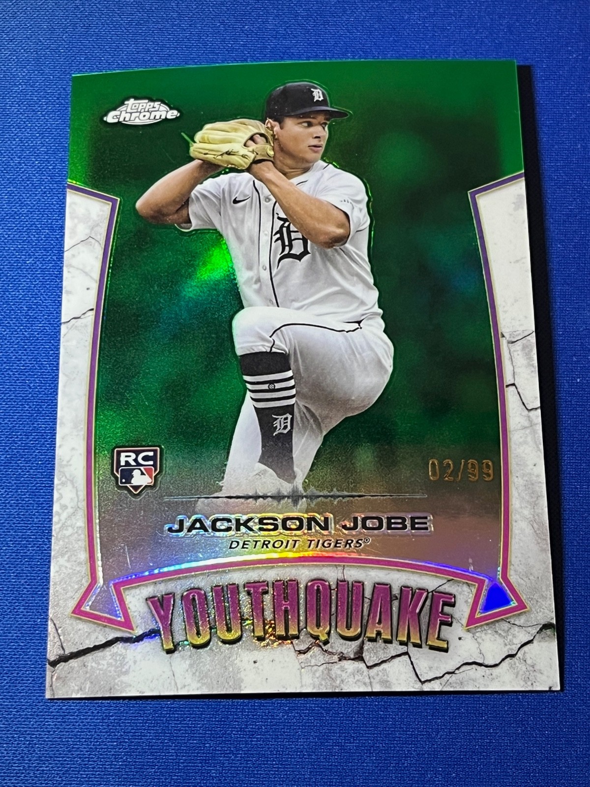 2025 Topps Chrome Jackson Jobe #YQ-5 Youthquake Green Refractor #02/99 Rookie RC