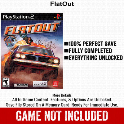 FlatOut 100% PS2 Memory Card All CHEATS ITEMS PlayStation