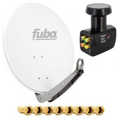 Fuba 4 Teilnehmer SAT TV Anlage DAA 650 W Antenne ALU Quad LNB F-Stecker HDTV 4K