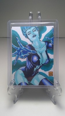 ACEO Original Art Sketch Card w/ Signed COA Sexy Pinup Livewire DC Comics