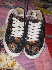 Betsey Johnson Pumpkin Sydny rhinestone Sneakers Kids Size 13 Halloween Autumn