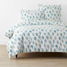 Rifle Paper Co. Hawthorne Classic Cool Cotton Percale Duvet Cover - Teal,