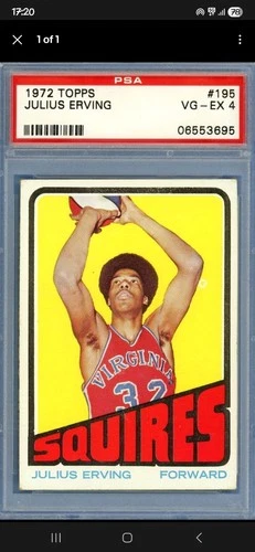 1972-73 Topps # 195 Julius Erving RC Rookie PSA 4 VG-EX Squires 76ers (06553695)