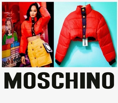 New Tag Moschino H&M Red Black Crop Puffer Coat 2 4 6 Jacket Taylor Gift XS S M