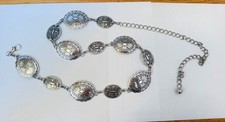 Very Nice silver-tone western concho chain belt B16