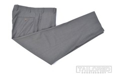 ZANELLA Parker Solid Gray 100 Wool Mens Luxury Pants Trousers - 34