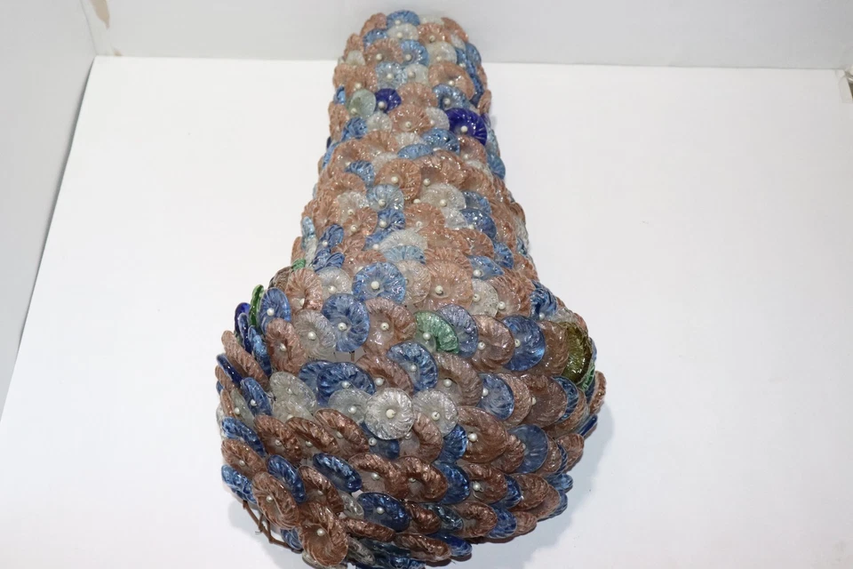 Rare Vintage Italian Murano Glass Flower Wall Sconce Hanging Lamp. - Image 3 of 4