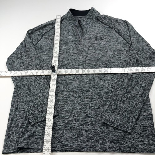 Under Armour Loose HeatGear Large 1/4 Zip Mock Neck Pullover LS Gray - Picture 2 of 6