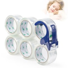BOMEI PACK 6 Rolls Clear Silent Packing Tape, 1.88" x 60 yds x 2.4 mil, clear