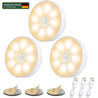 Nachtlicht 8 LED Mit Bewegungsmelder USB Wiederaufladbar 3 StüCk Set