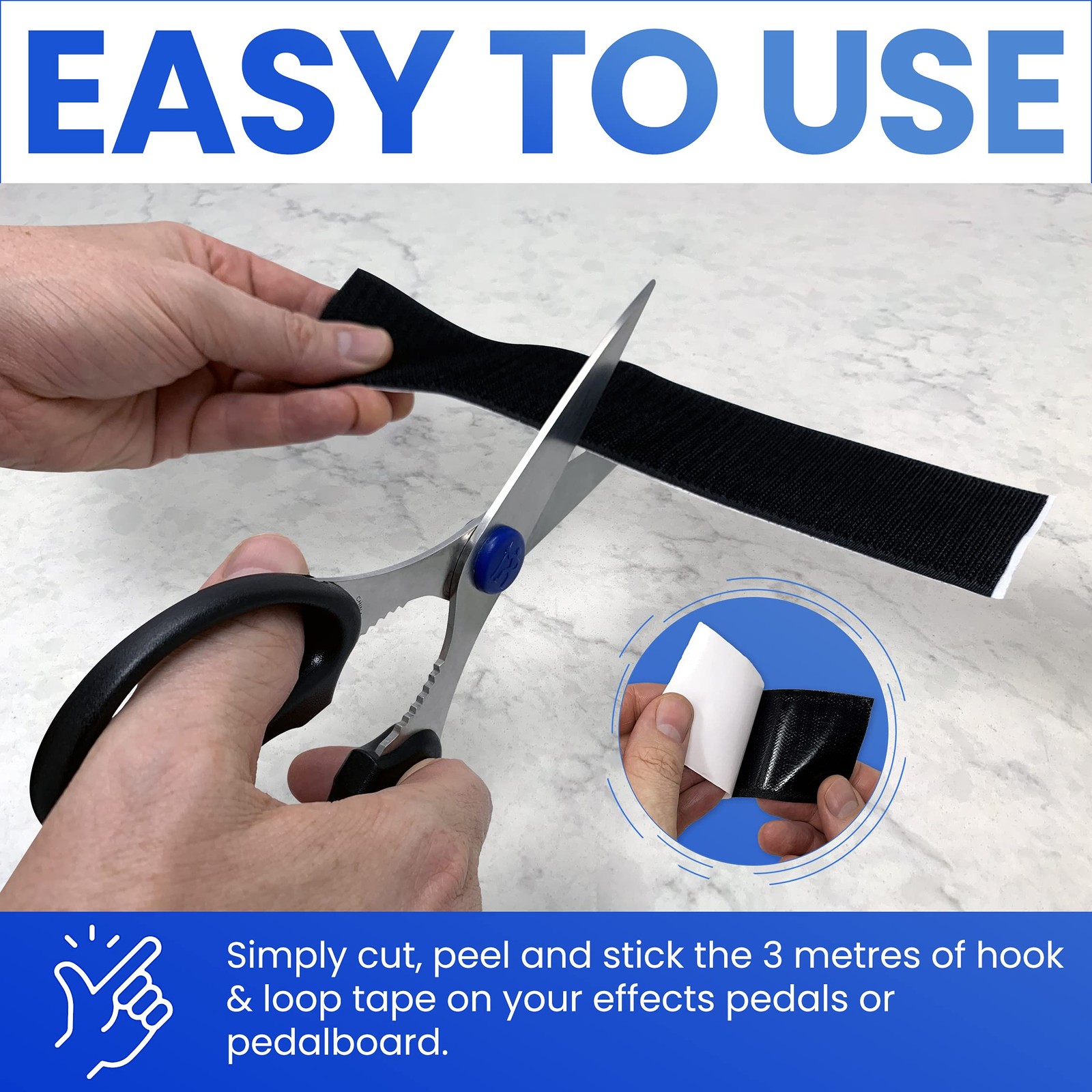 Pedalboard Grip Kit - 10 Feet of Heavy Duty Hook & Loop Tape Plus 6 Reusable ...