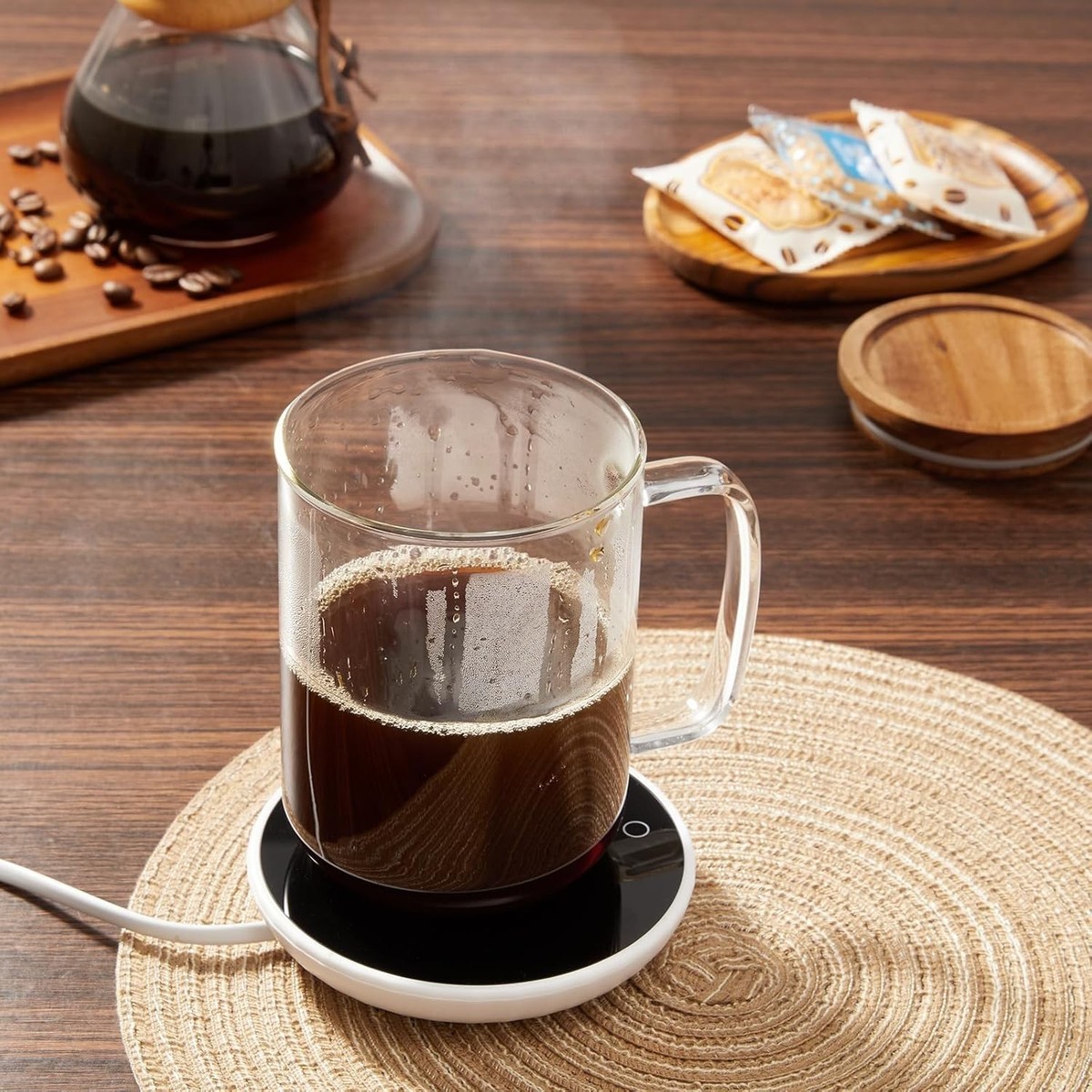 Glass Coffee Mugs, 20 oz Large Iced Coffee Cups, Flat Bottomed Cups with  Acac... | eBay