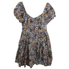 American Eagle Womens Floral Button Front Sweetheart Mini Dress sz M Multicolor