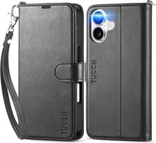 Wallet Case for Iphone 17 6.3" 2025, Wrist Strap RFID Blocking 4 Card Slots, K