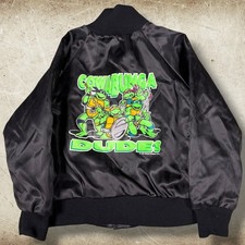 Vintage Chalk Line Teenage Mutant Ninja Turtles 1990 Satin Jacket Youth Size 5