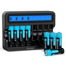 Kratax 1.5V Rechargeable AA Lithium Batteries 8pack 3500mWh AA Lithium ion Ba...