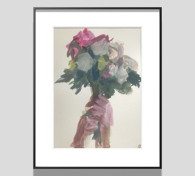 PDQ  Artist Original Paintings Hands Flowers Abstract Realist Acrylic 9x12 Paper
