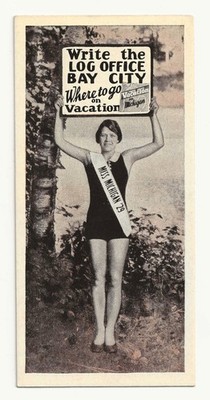 1929 Miss Michigan ''Write the Log Office'', ad ink blotter, Bay City, history