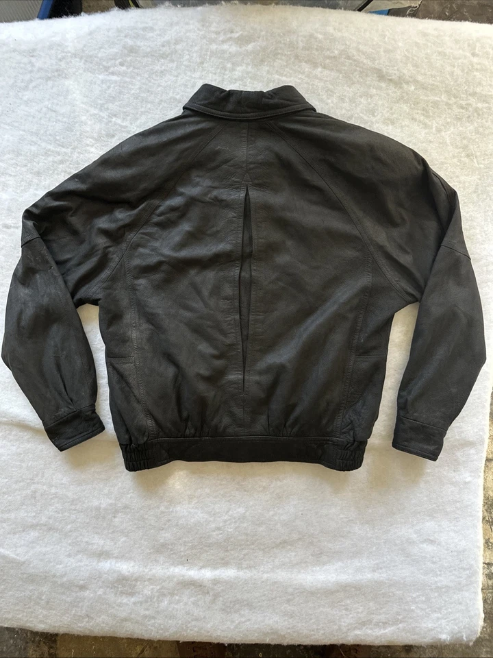 Remy 男式柔软皮革麂皮绒全拉链轰炸机夹克黑色美国制造 38 码 — 第 4/4 张图片