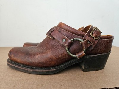 FRYE Belted Harness Mule Brown Slip-on Clogs Women s Size 8.5 Made in USA