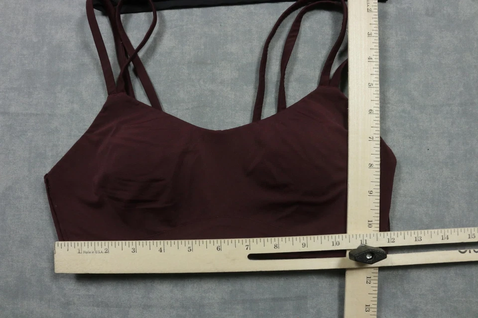 Lululemon Sports Bra Womens 6 Black Burgundy Strappy Yoga Workout Lot of 2 - Image 3 of 4