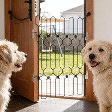 Image of Metal Retractable Dog Gate for Front Door Adjustable Pet Barrier 30.7x30.7"