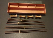 Vintage Hardwood Chop Sticks Set Of 4 Pairs With Rests NEW IN BOX XLNT