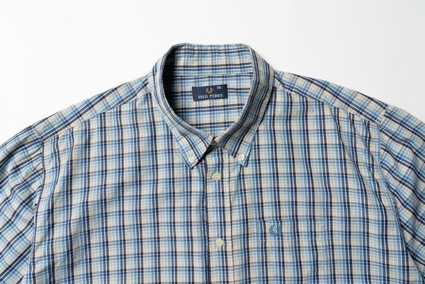 Men Fred Perry Shirt Navy Cotton XXL