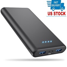 18W Fast Charge Power Bank,10000 mah 3 USB Output,2 Input,LED,Quick Recharge