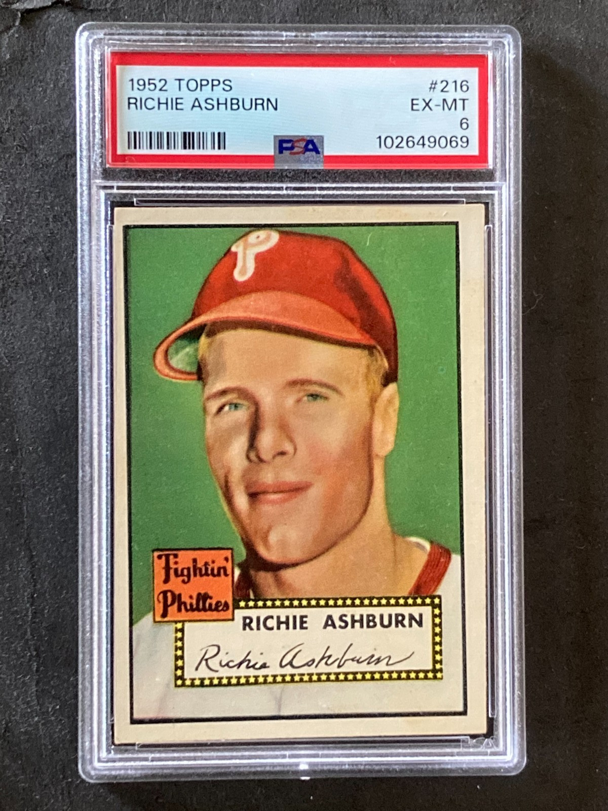1952 Topps #216 Richie Ashburn Set Break PSA 6