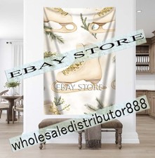 Golden Ice Skates tapestry cozy winter lodge decor 59X82 in