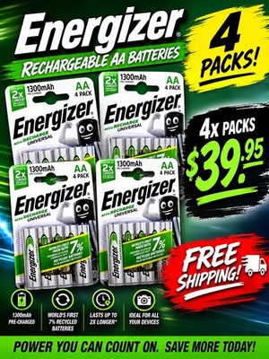 NEW 16x Energizer Rechargeable AA batteries Accu Recharge Extreme NiMH 1300mAh