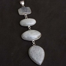 925 Silver Plated Rainbow Moonstone Jewellery Pendant Size 4.3" GW