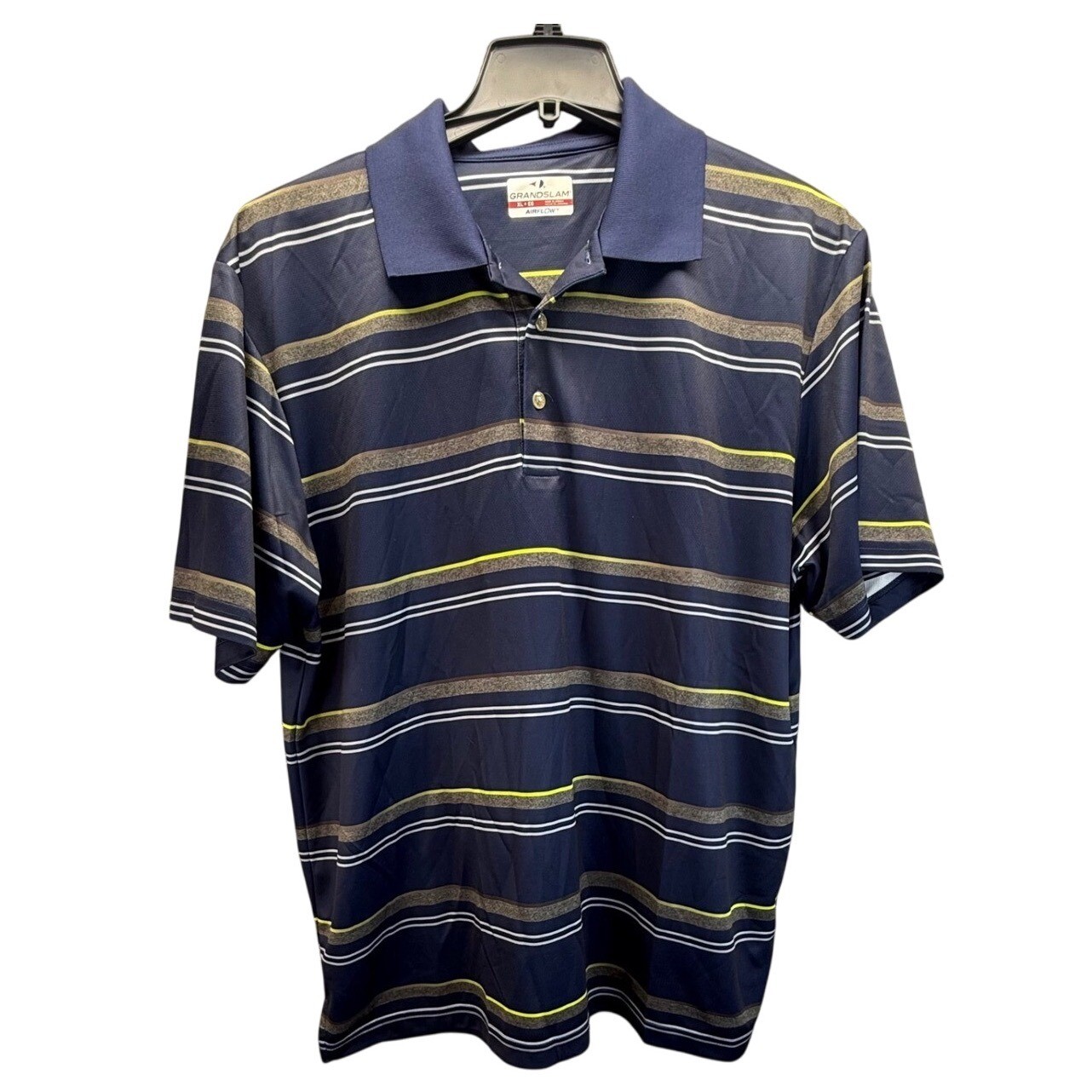 Grand Slam XL Mens Striped Polo Shirt Short Sleeve Blue golfcore sporty casual