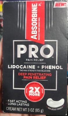 ABSORBINE JR. PRO No-Mess Lidocaine Cream, Maximum Strength 3oz 2x More