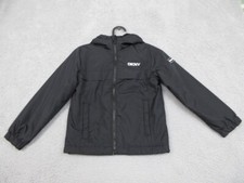 DNKY Jacket Outerwear Girl 5/6 Black Hoodie Logo Full Zip Pockets Casual School