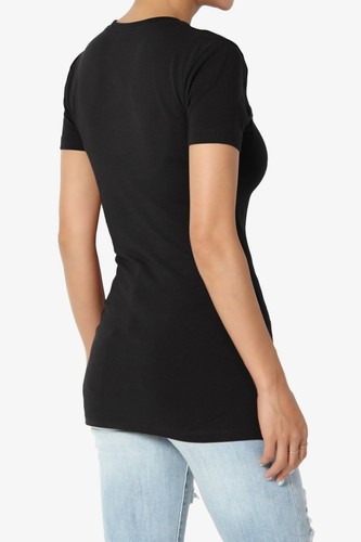TheMOGAN Women's Basic Plain T SHIRT CREW Neck Short Sleeve STRETCH Cotton Tee - Picture 12 of 49