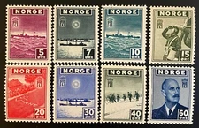 WWII Norway The London Series year 1943 Complete Stamps made in London - All MNH