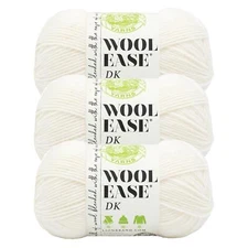 (3 Pack) Lion Brand Yarn 636-098D Wool-Ease DK Yarn, Cream
