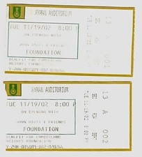 JOHN HIATT ~ 2002 Ryman Auditorium Nashville TN Concert Tickets ~ FREE SHIPPING